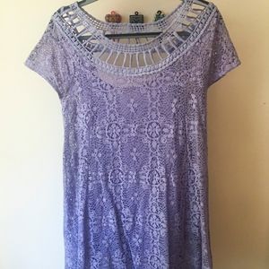 Lilac Free People Embroidered Short Sleeve Dress